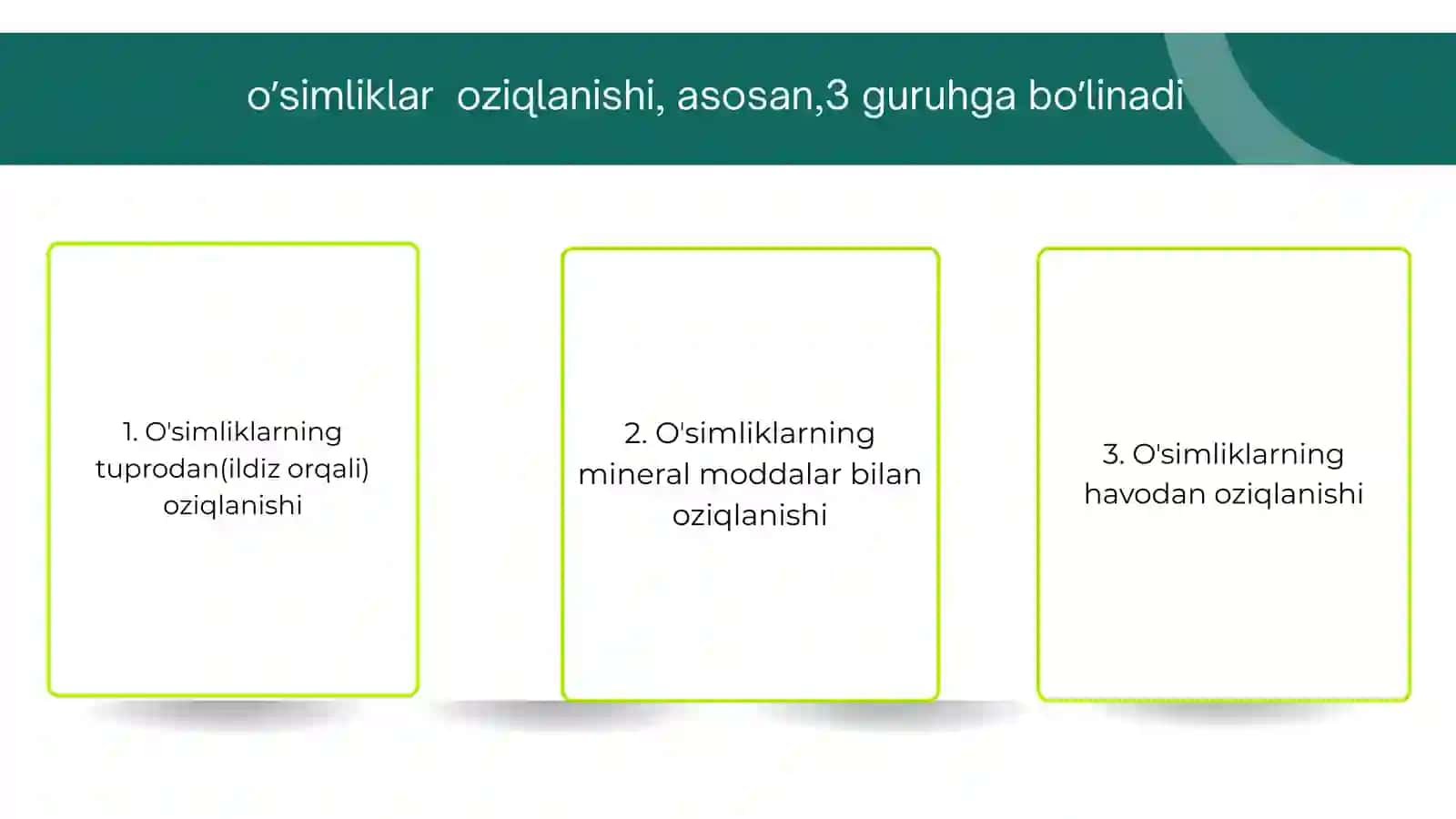 Oʼsimliklarning oziqlanishi va oʼgʼit fanidan 3