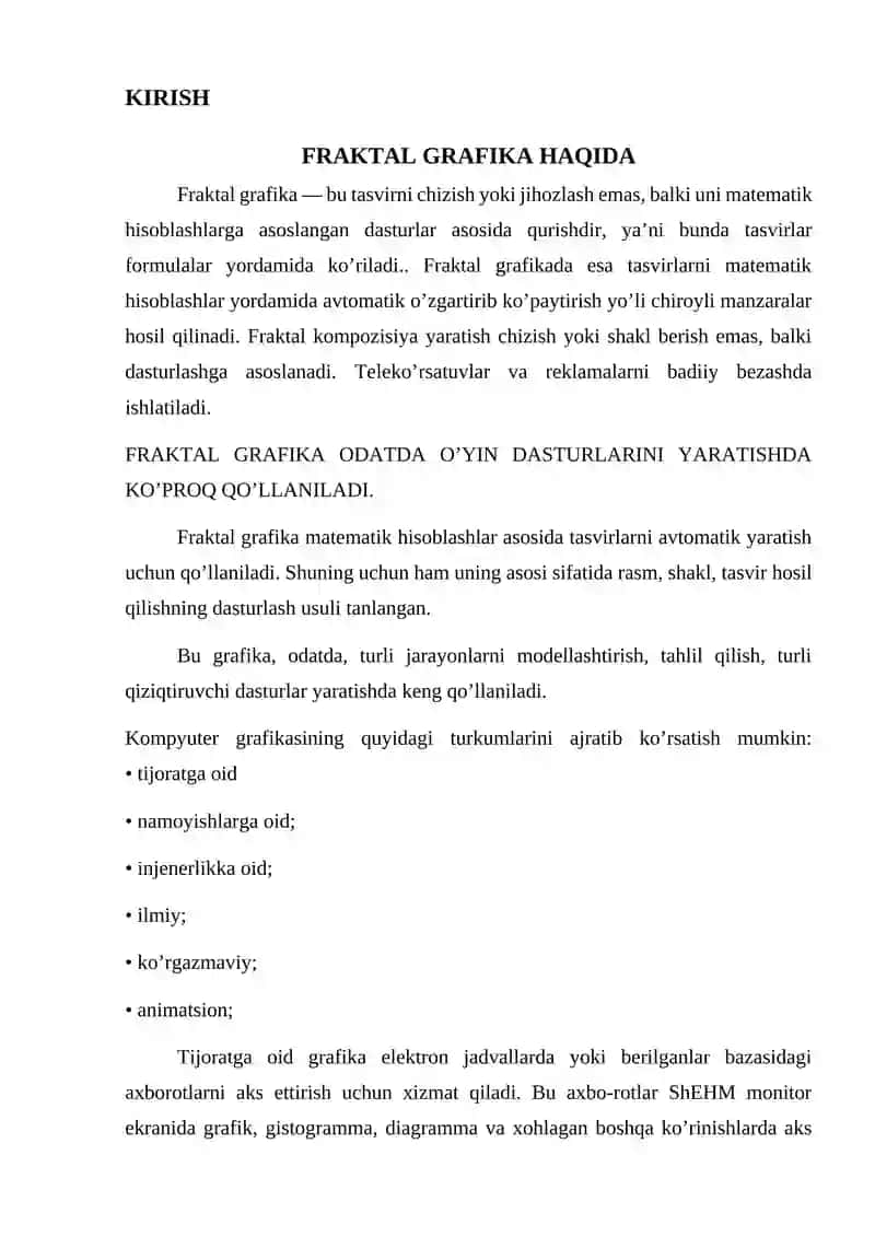 Fraktal grafika. Fraktal grafika dasturlari 3