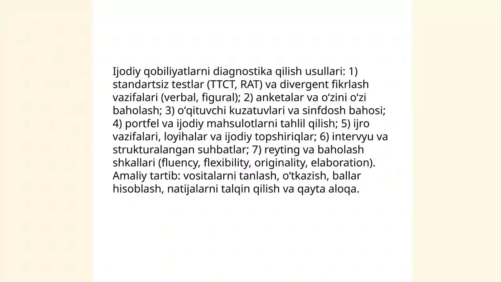 Ijodiy qobiliyatlarni diagnostika qilish usullari 3