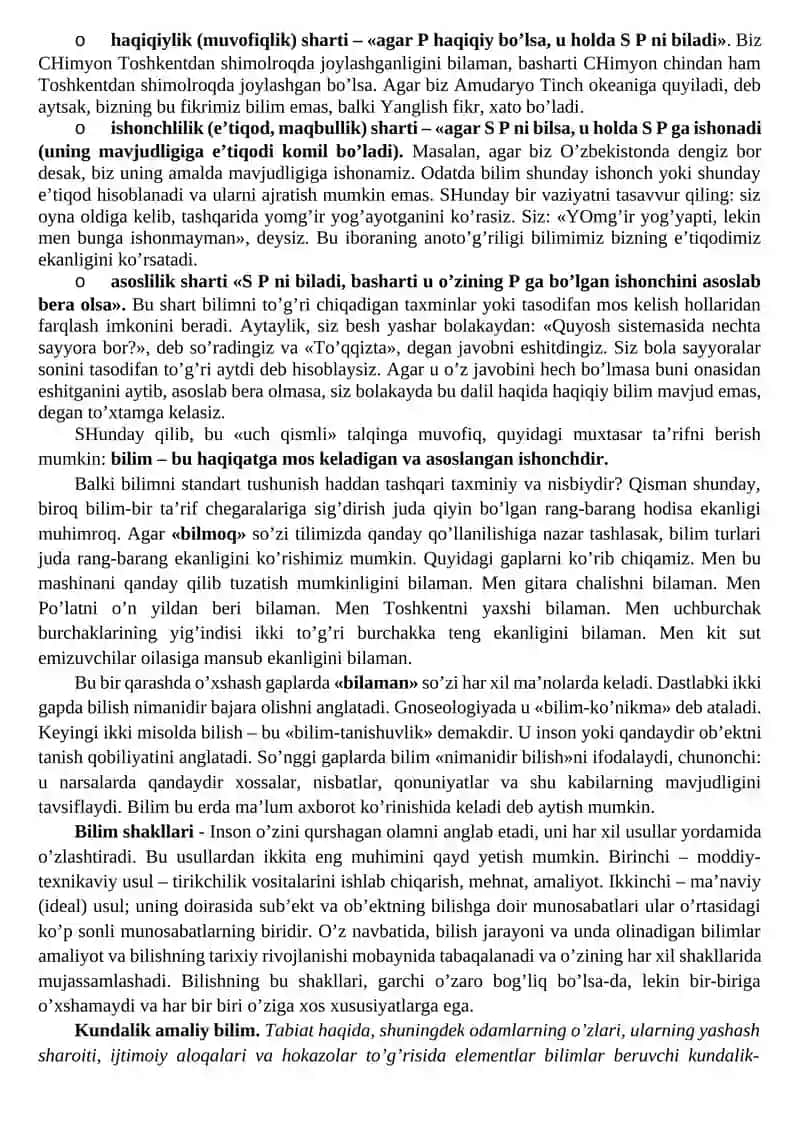 Bilish Nazariyasi va Yo'nalishlari 3