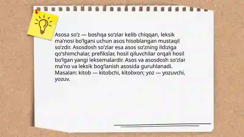 Asosa va asosdosh soʻzlar 3