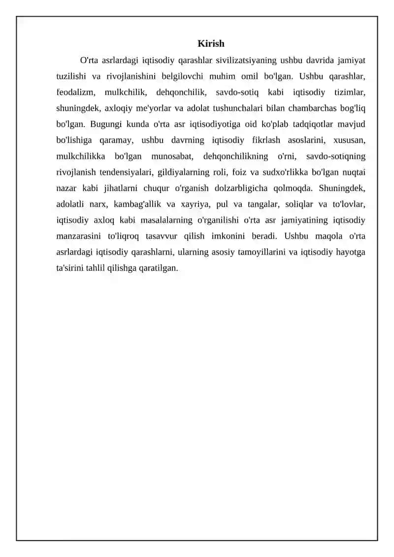 O'rta asr iqtisodiy qarashlari 3