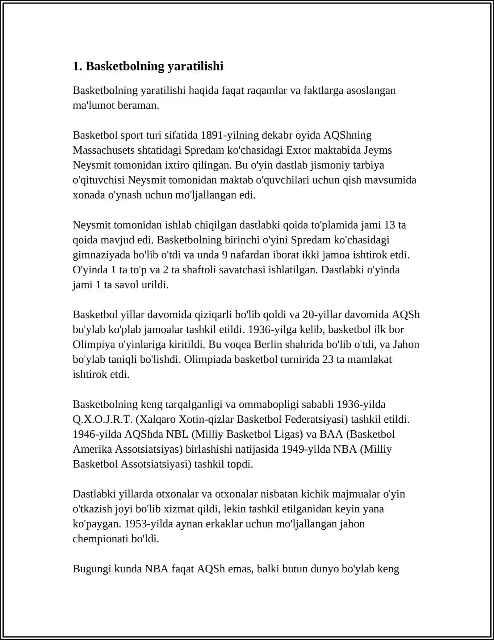 BASKETBOLNING RIVOJLANISH TARIXI 3