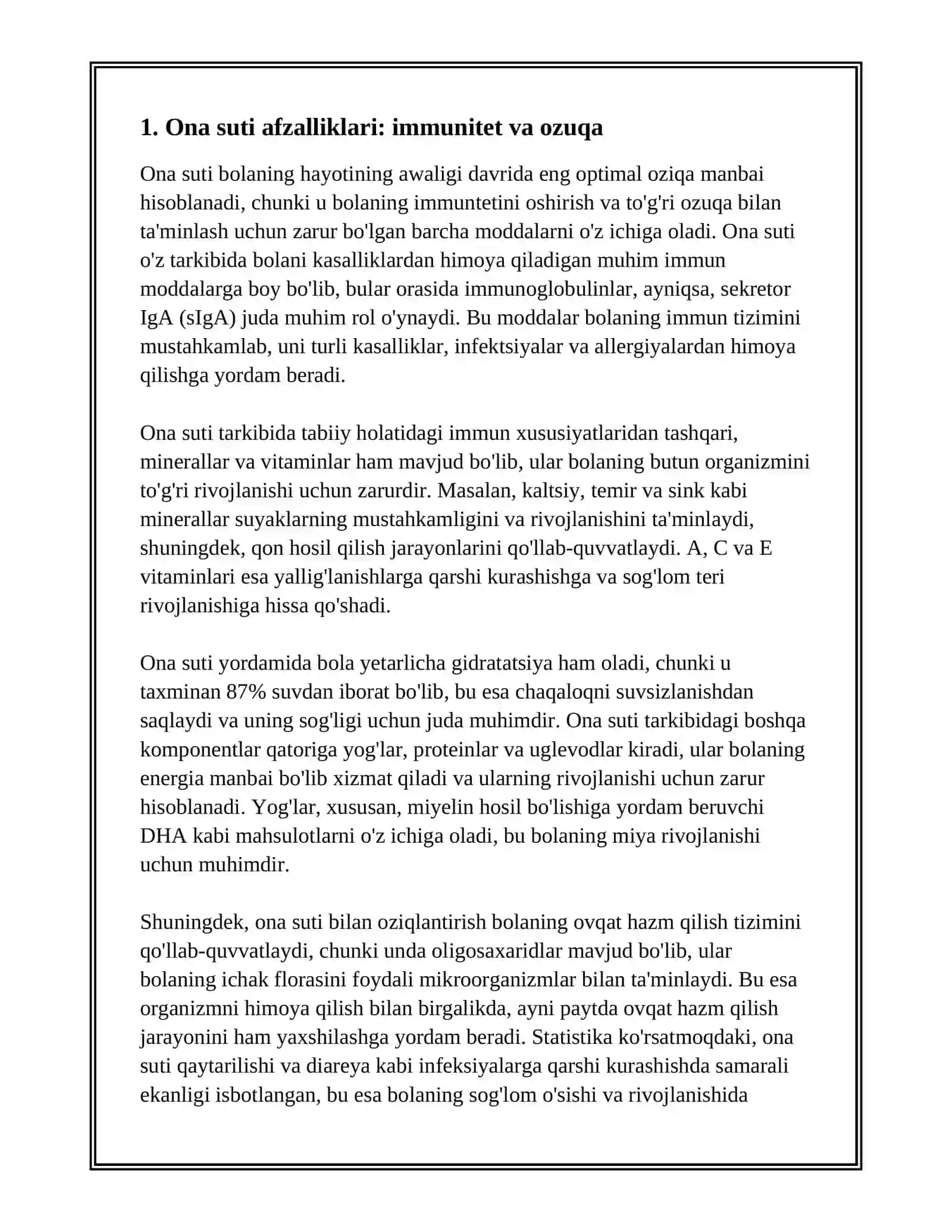 BOLALARNI SOG‘LOM OZIQLANTIRISH: ONA SUTI AFZALLIKLARI, EMIZISH TEXNIKASI VA QO‘SHIMCHA OVQAT KIRITISH TARTIBI 3