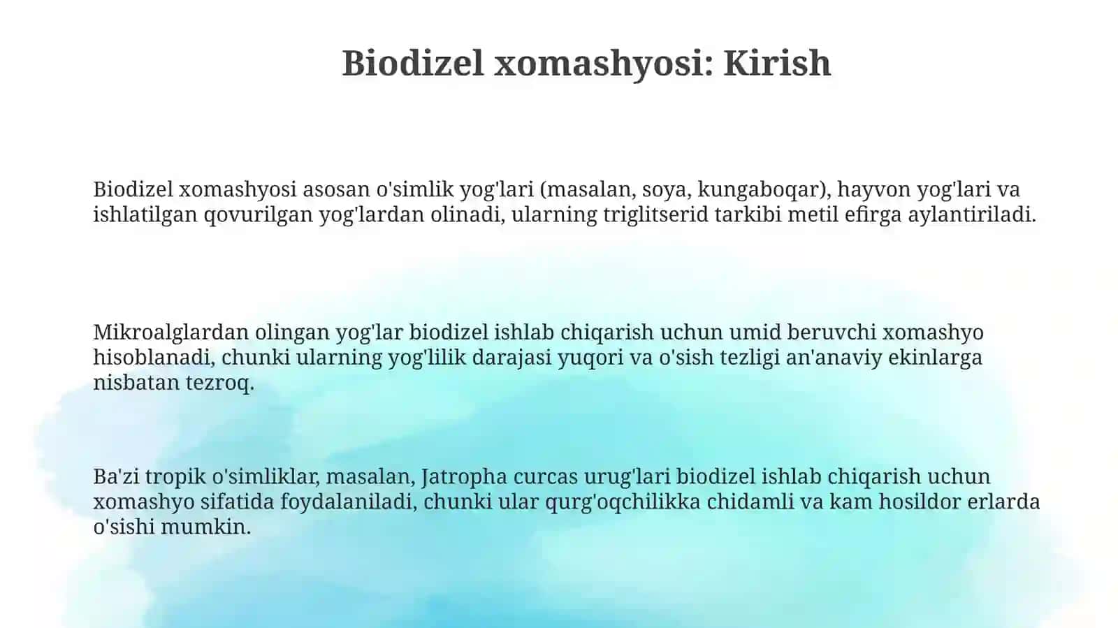 Biodizel xomashyolari 3