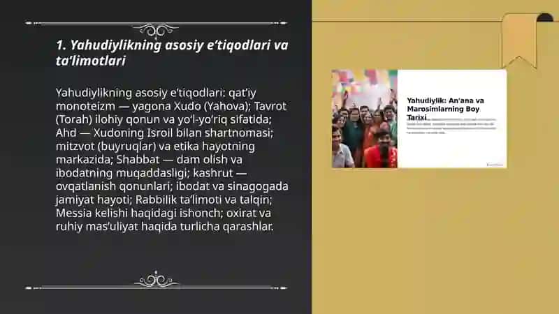 Yahudiylik taʼlimoti anʼanalari va marosimlari 3
