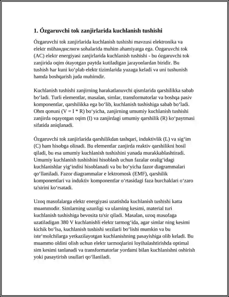 ÓZGARUVCHI TOK ZANJIRIDA AJRALUVCHI QUVVAT 3