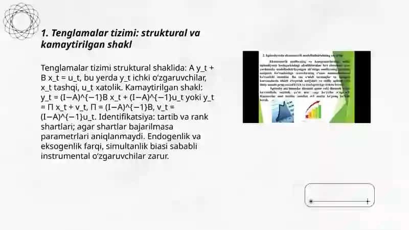 Tenglamalar tizimi koʻrinishidagi ekonometrik model 3