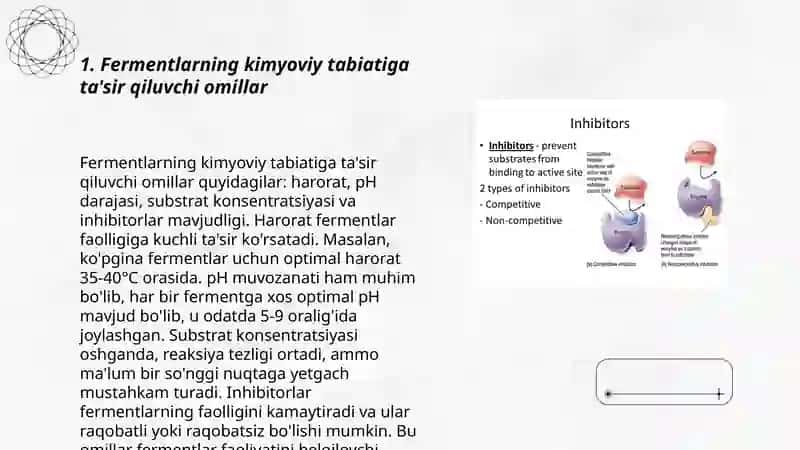 Fermentlar aktivligiga ingibitor va aktivatorlarning ta'siri 3