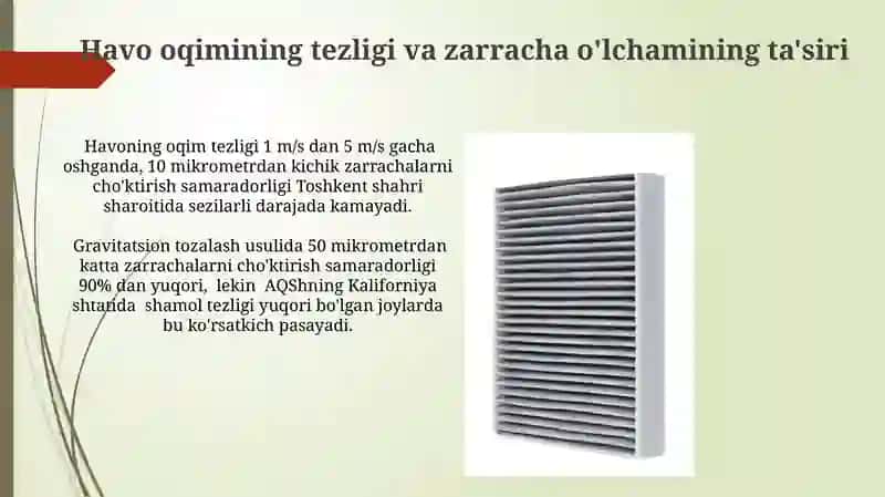 Gravitatsion usul bilan havoni changdan tozalash 3