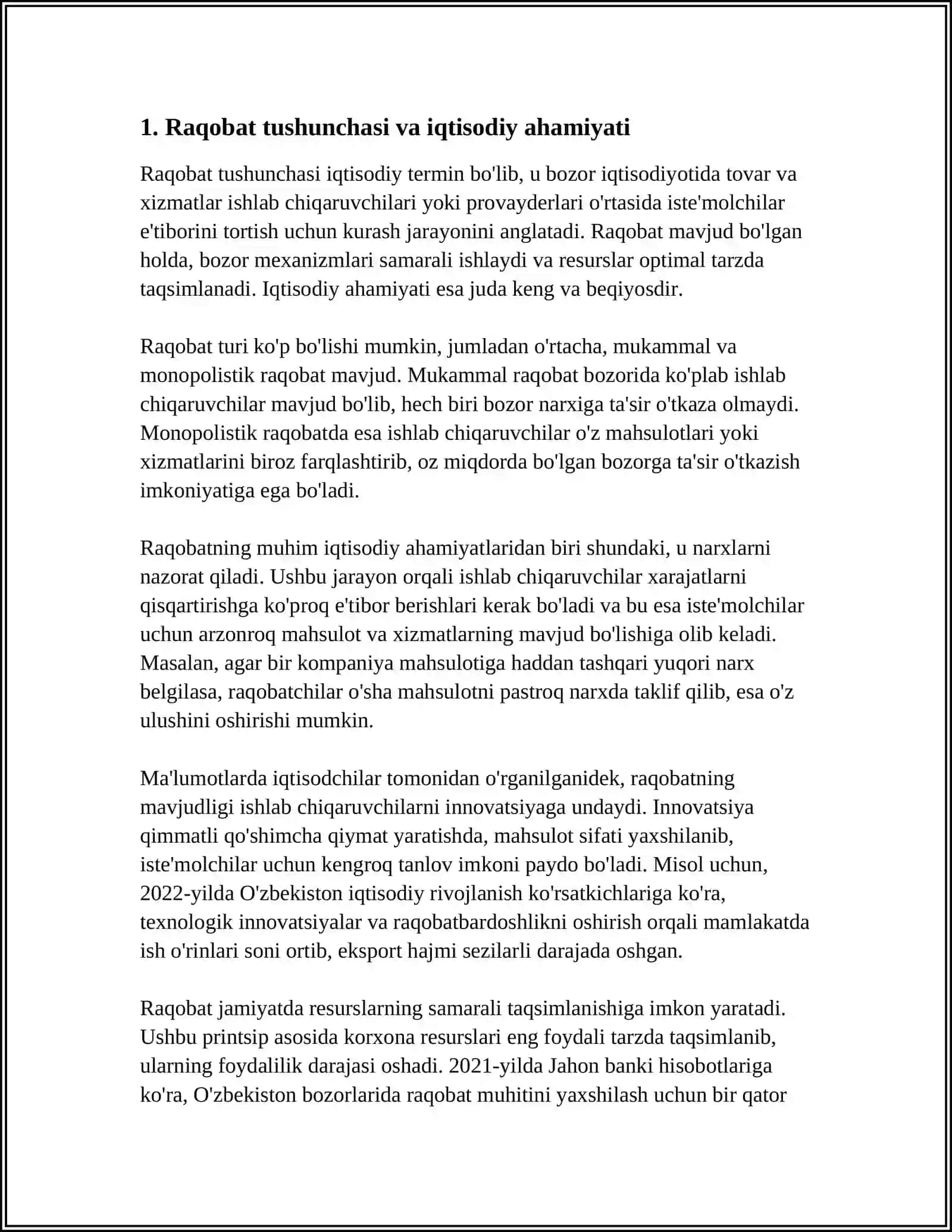 RAQOBAT TURLARI VA UNING IQTISODIY AHAMIYATI 3