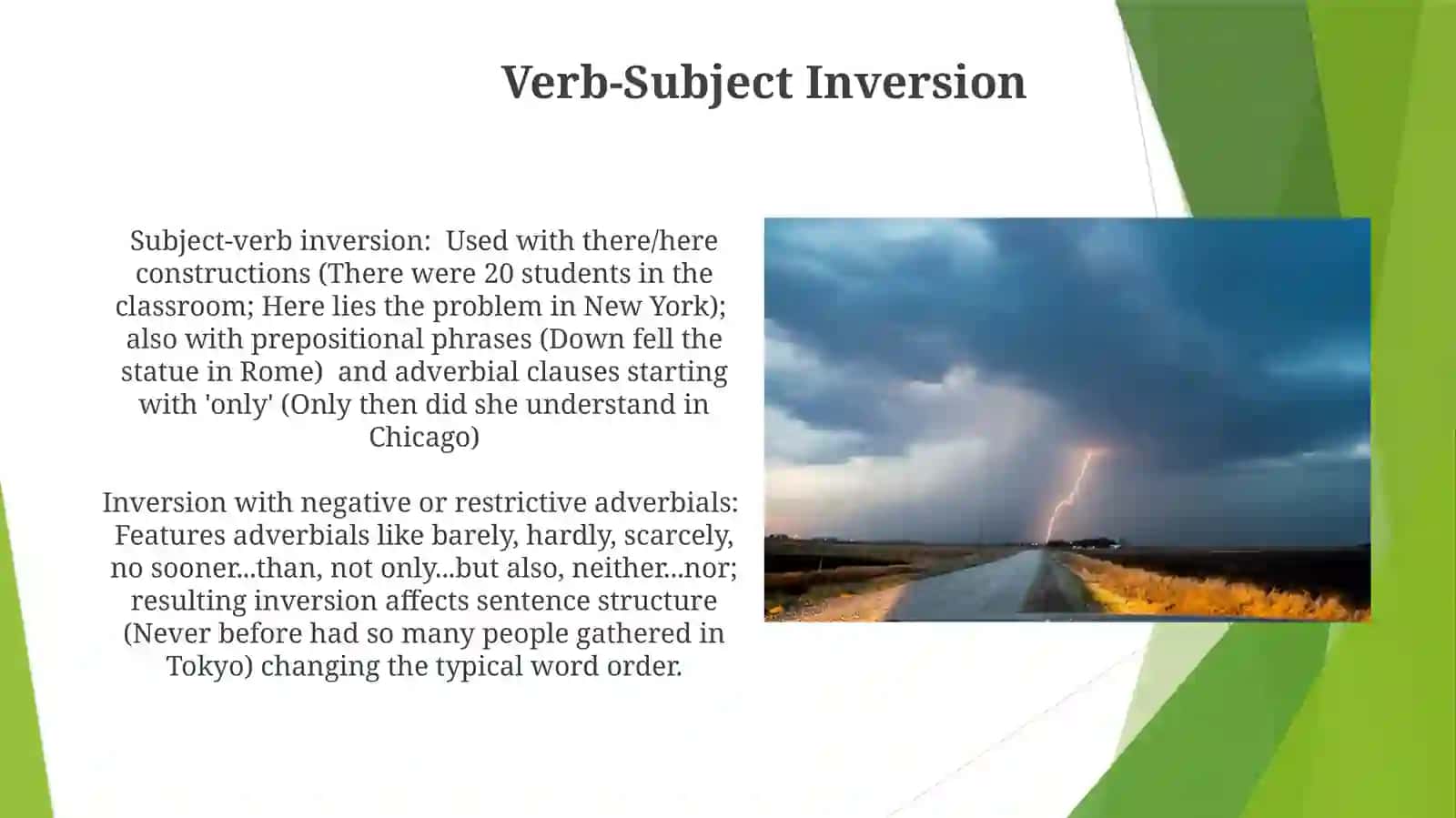 Different types of syntactic inversion 3