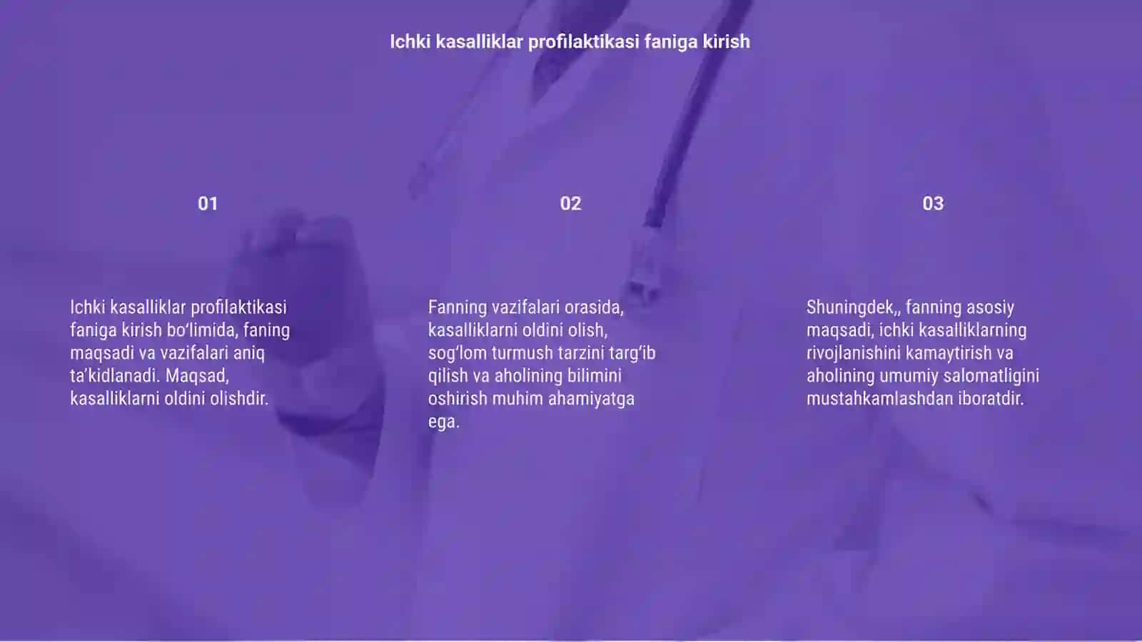 Ichki kasalliklar profilaktikasi faniga kirish 3