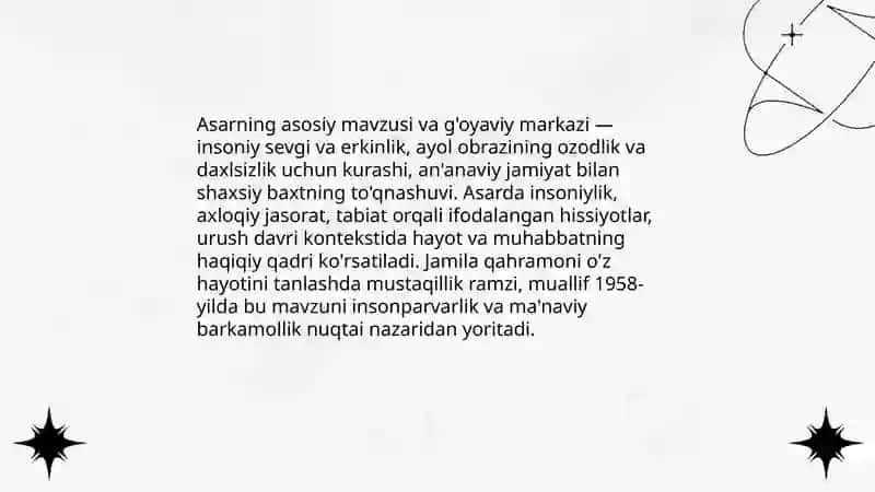 Chingiz Aytmatov "Jamila" asari tahlili 3