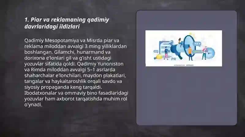 Piar va Reklama tarixi 3