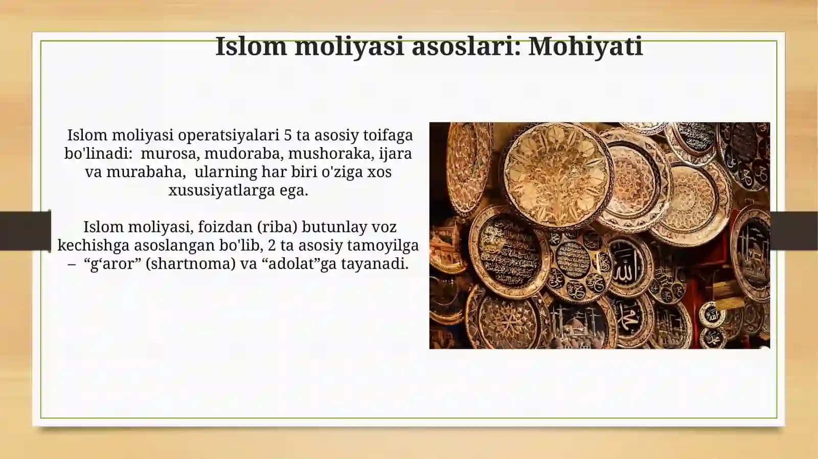 Islom moliyasi asoslari fanining mohiyati, predmeti va asosiy tamoyillari 3