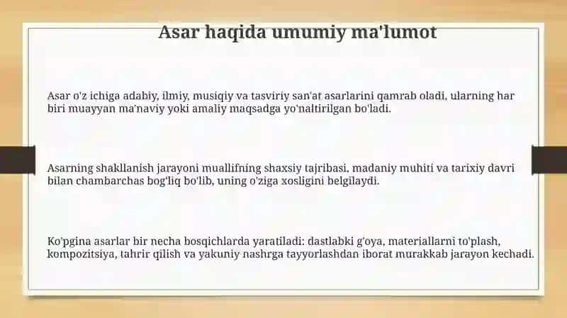 Asarlar haqda malumot 3