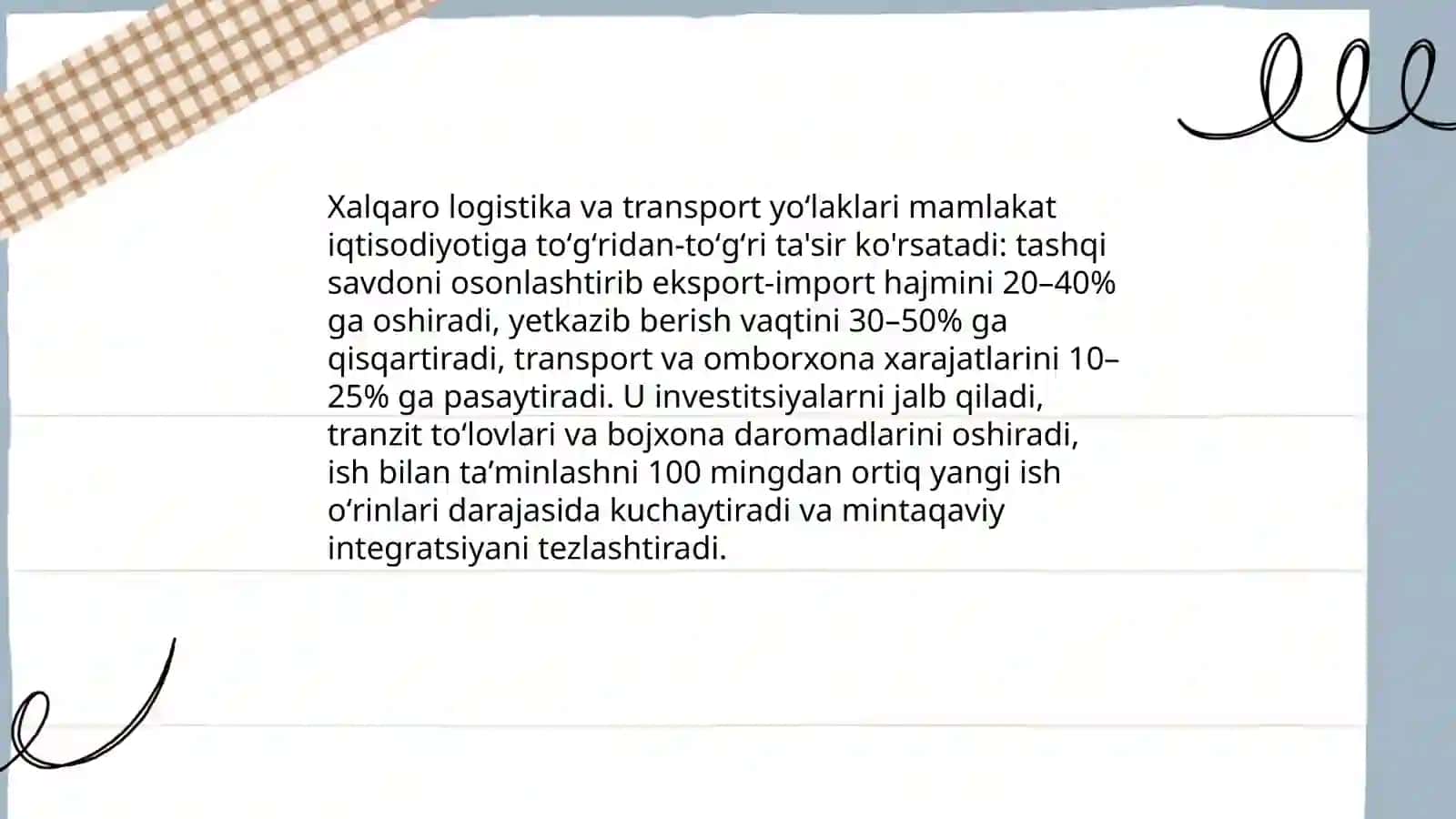 Xalqaro logistika va transport yoʻlaklarining ahamiyati 3