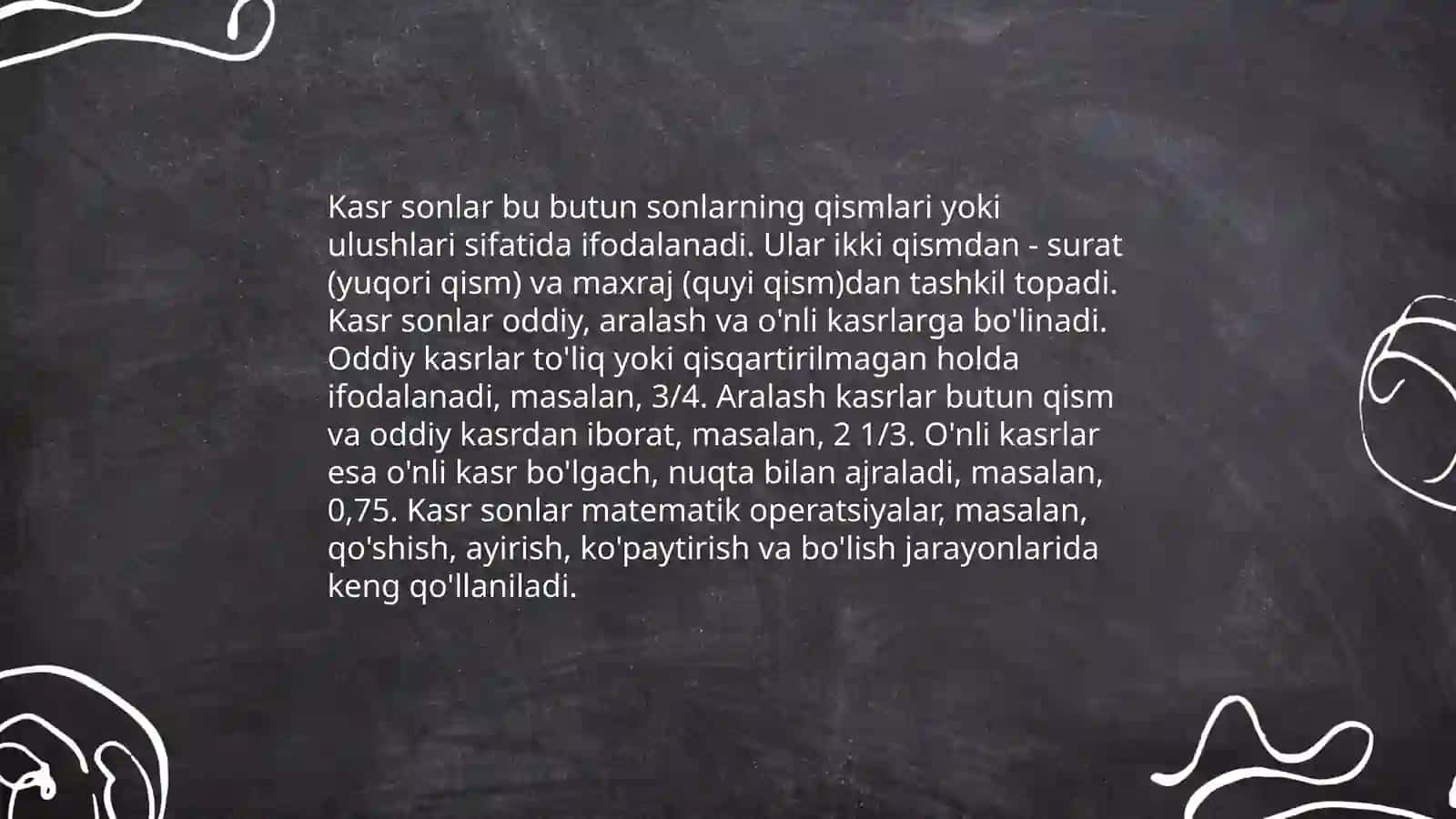 Kasr sonlarning qóllanilishi 3