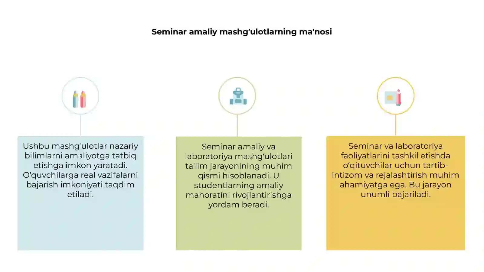 Seminar amaliy va laboratoriya mashgʻulotlarini tashkil etish 3
