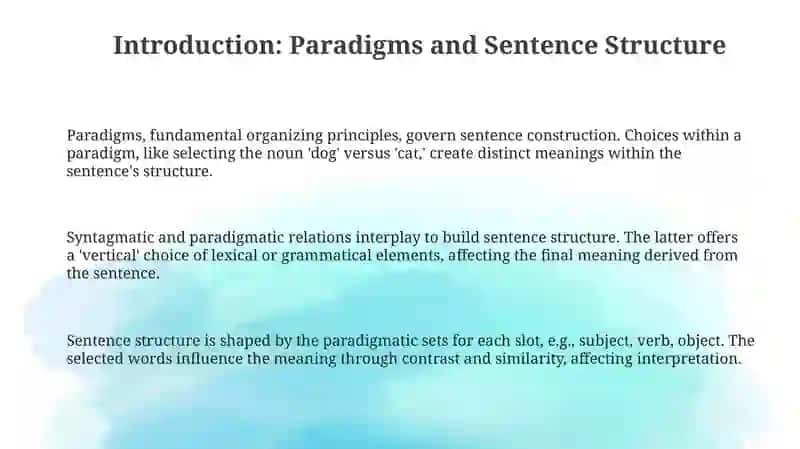 Simple Sentence: Paradigmatic Structure 3