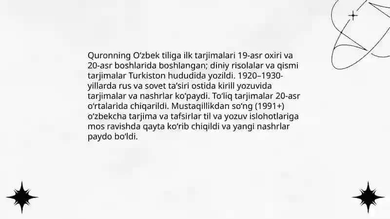 Quronning uzbek tiliga tarjima qilinishi va tafsirlari 3