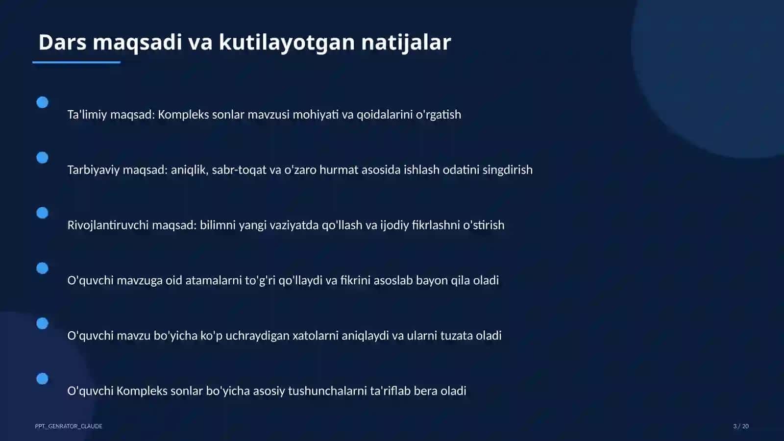 Kompleks sonlar (11-sinf) 3