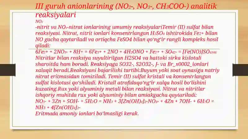 Analitik kimyo fanidan tayyorlagan kurs ishi taqdimoti 3