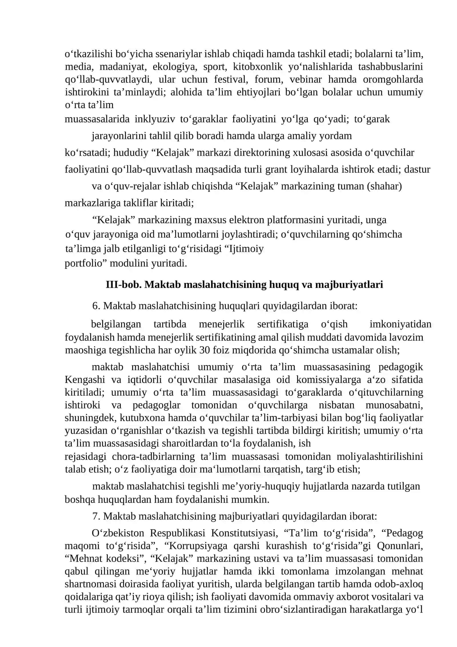 2026 YIL MAKTAB MASLAHATCHISI VAZIFALARI  YANGI NIZOM 3