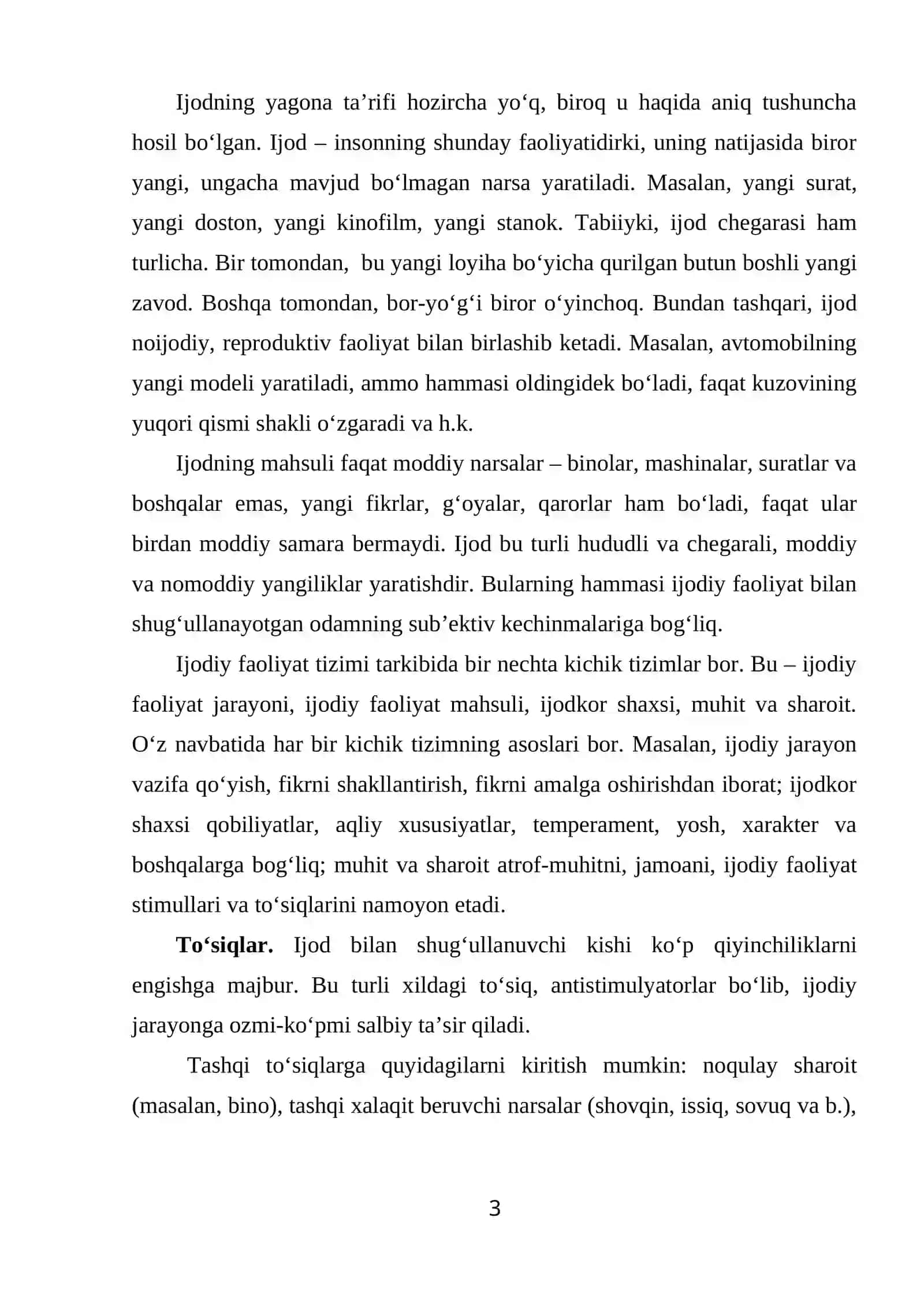 IJODIY FAOLIYAT 3