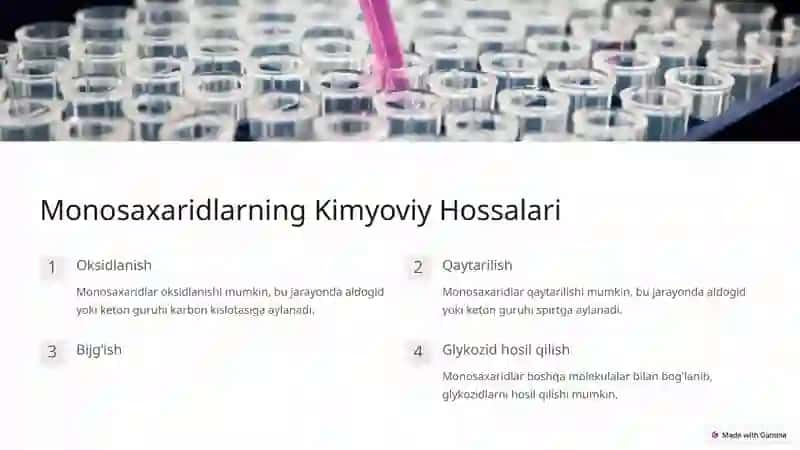 Uglevodlar: Kimyoviy Tuzilishi va Hossalari 3