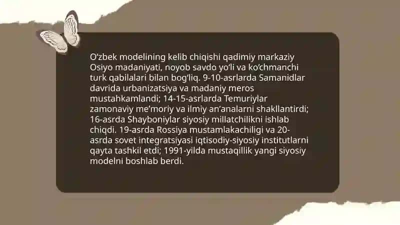 Oʻzbek modeli "va uning tarixiy ahamiyati 3