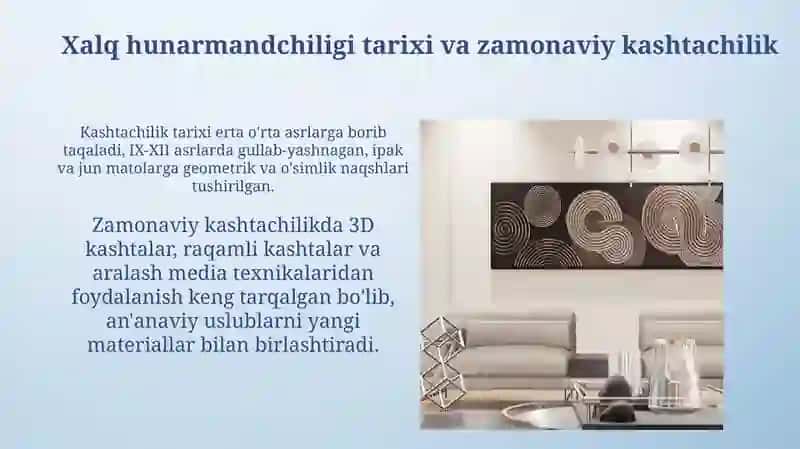 Xalq hunarmandchilligi. Zamonaviy kashtachilik 3