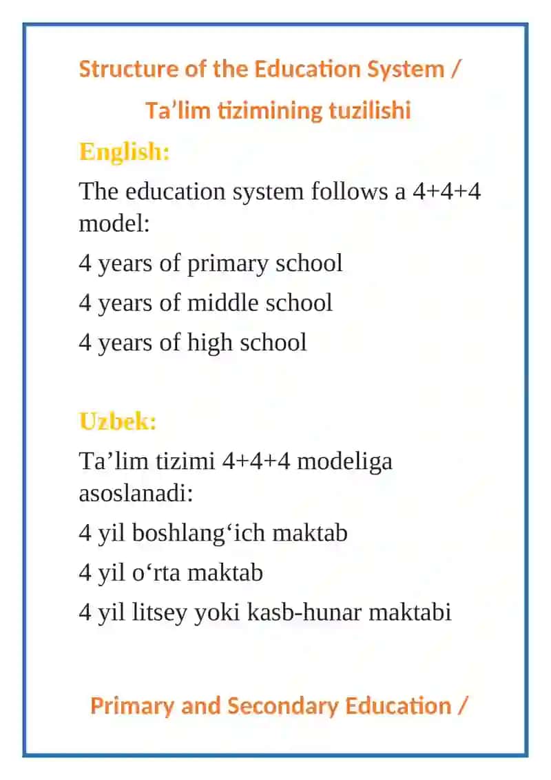 Introduction to Turkey’s Education System / Turkiya ta’lim tizimiga kirish 3