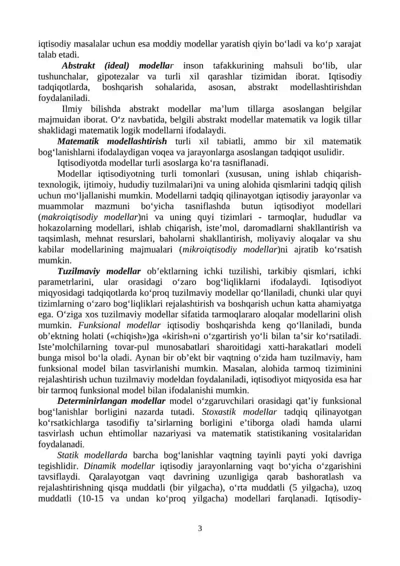 EKONOMETRIK MODELLASHTIRISH ASOSLARI 3