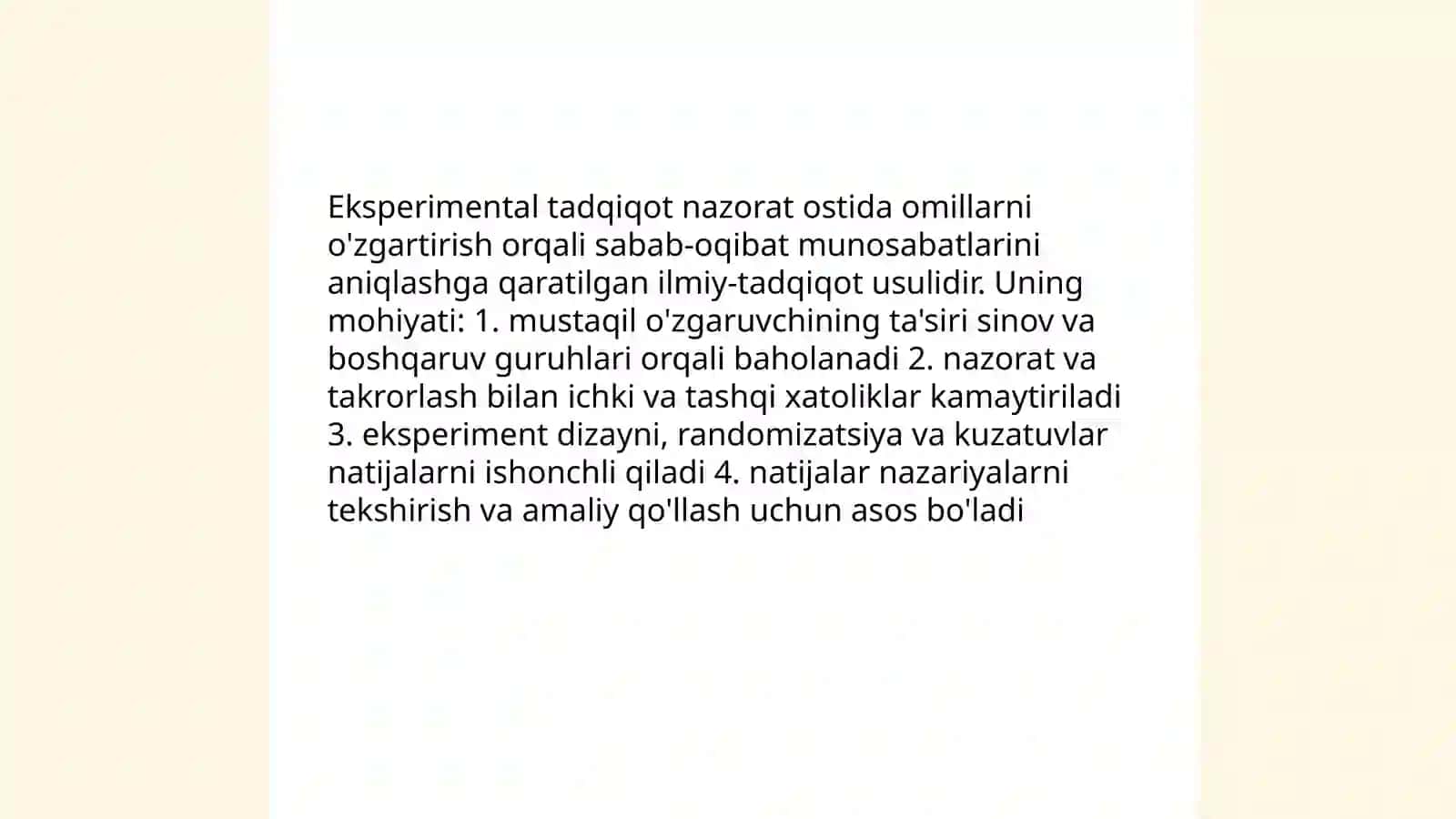 Eksperimental tadqiqotlarning mazmun mohiyati 3