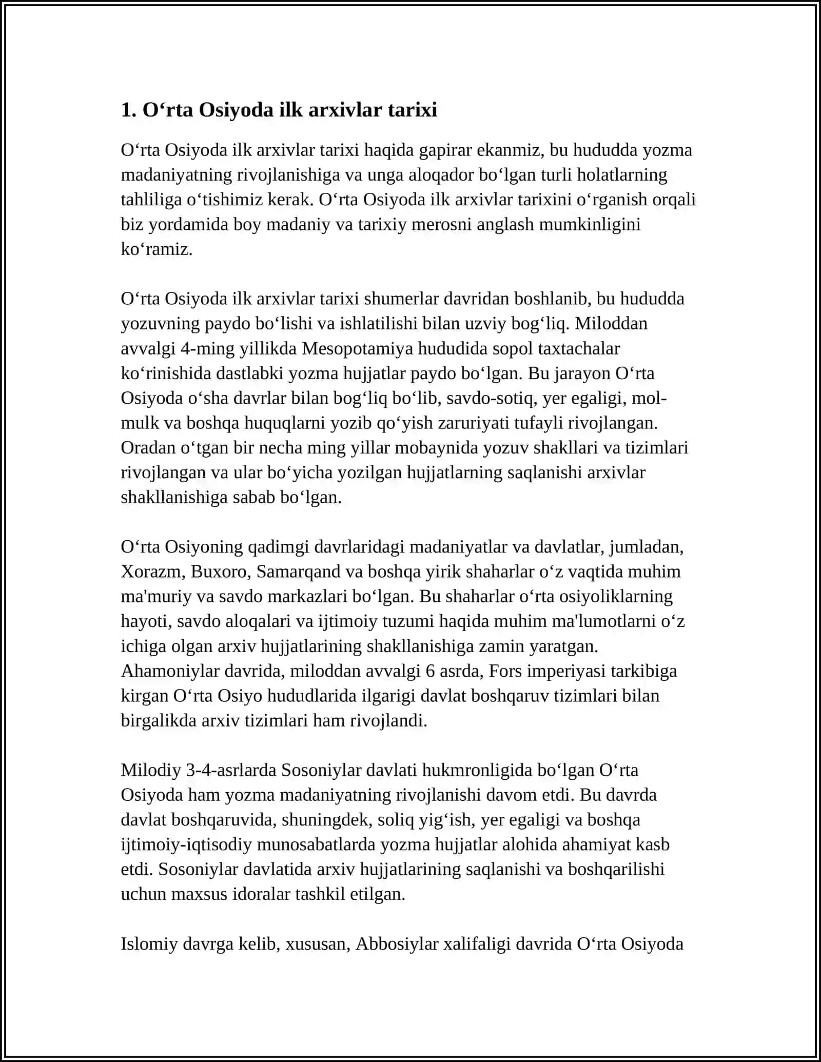 Oʻrta Osiyoda ilk arxivlar tarixi 3