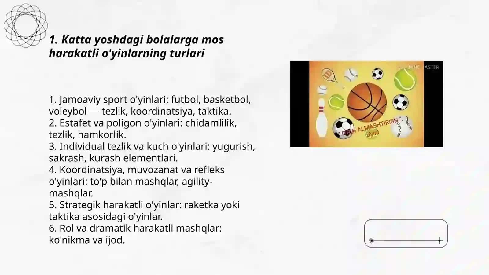 Harakatli o'yinlar bilan jismoniy tarbiya 3