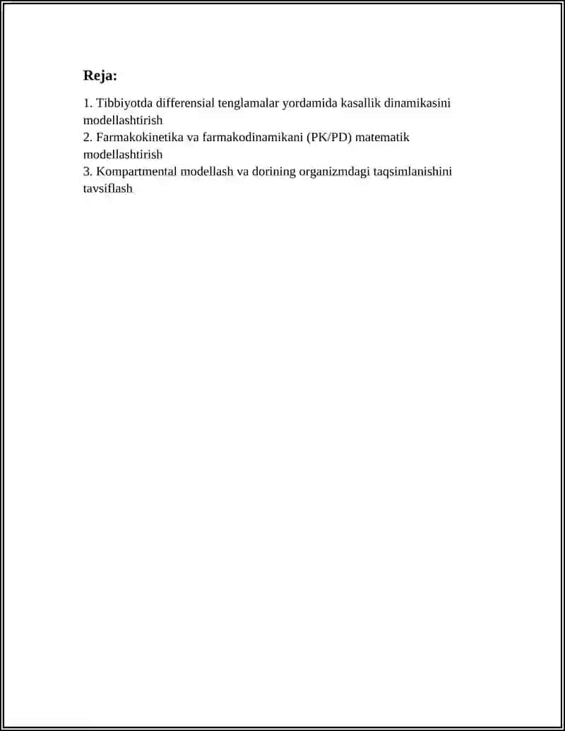 TIBBIYOTDA MATEMATIK MODELLASHTIRISH USLUBLARINI OʻRGANISH 3