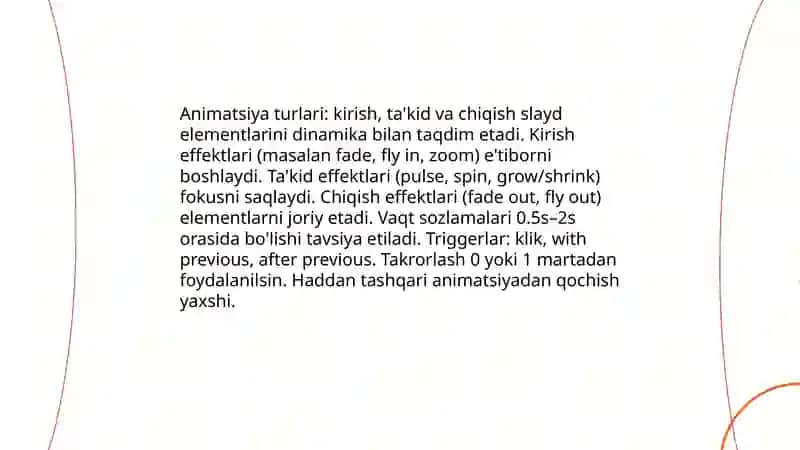 Annimatsiya effektlari.Taqdimot namoyishini boshqarish 3