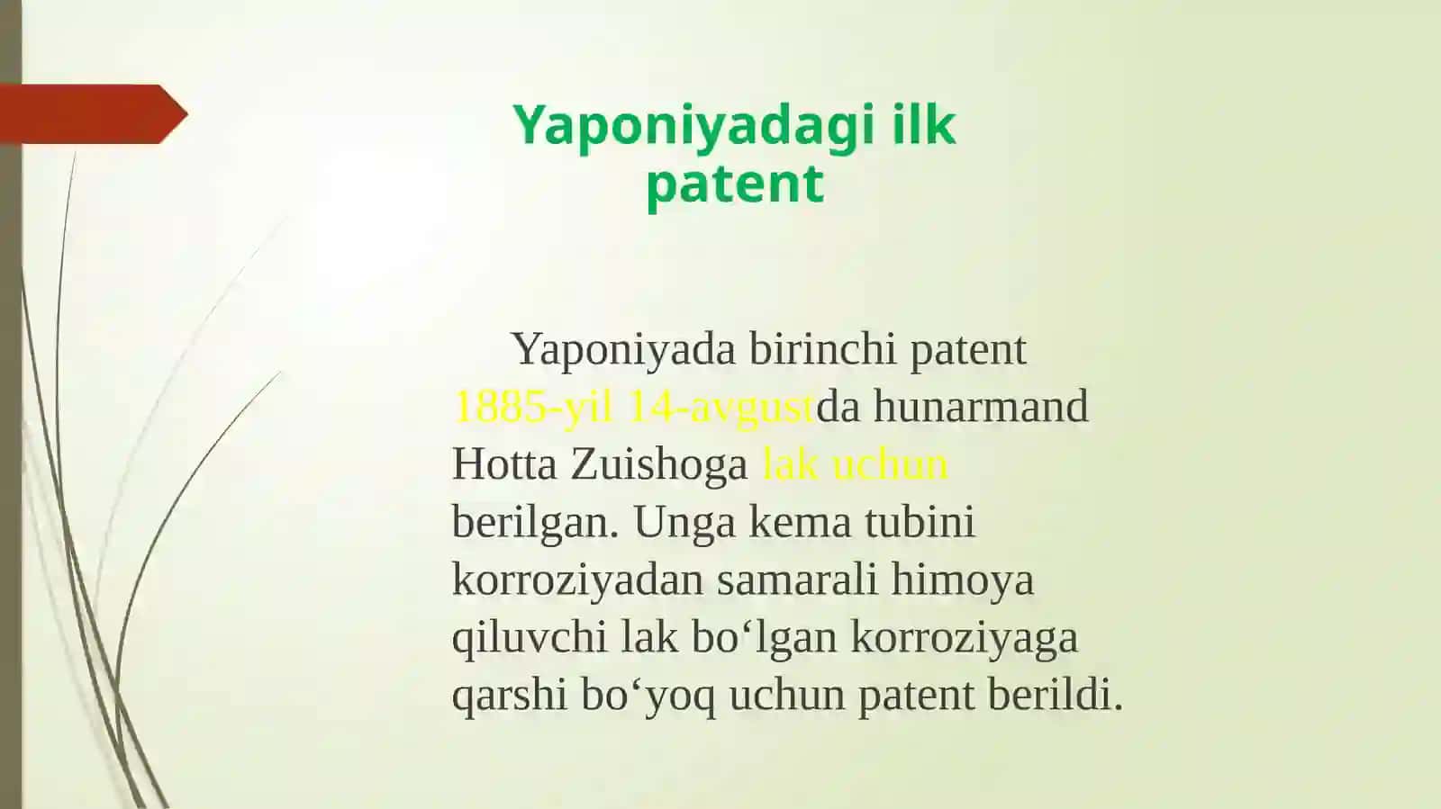 Yaponiyadagi ilk patent 3