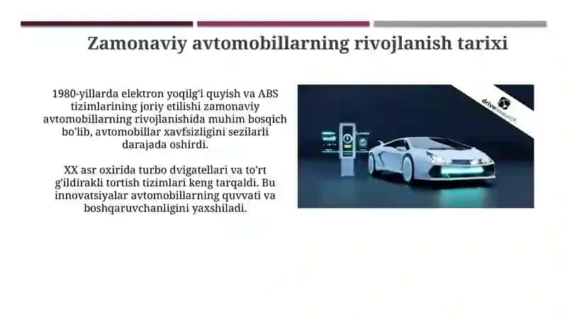 Zamonaviy avtomobillar haqida ma'lumot 3