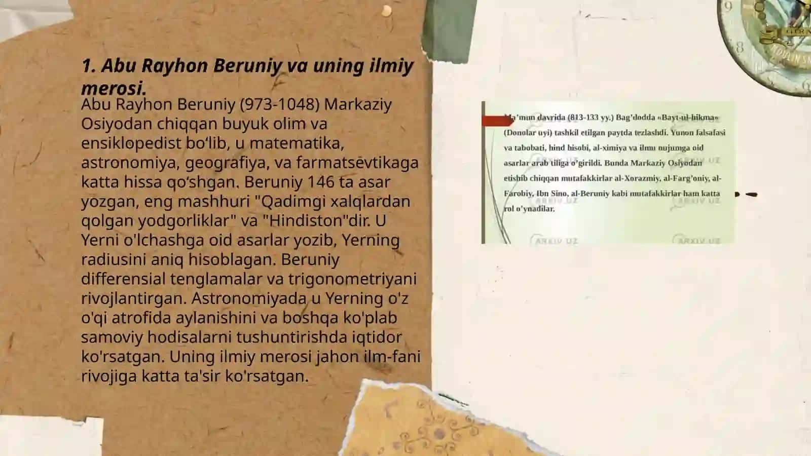 Abu Rayhon Beruniy va uning ilmiy merosi 3