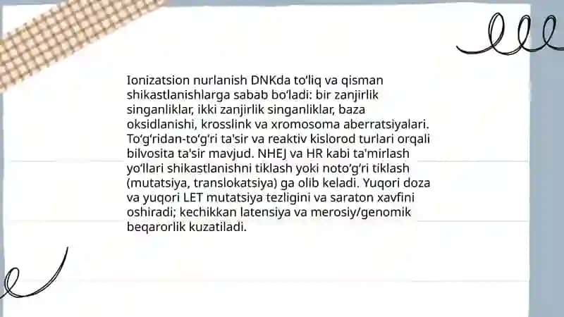 Radiatsiya va DNK shikastlanishi 3