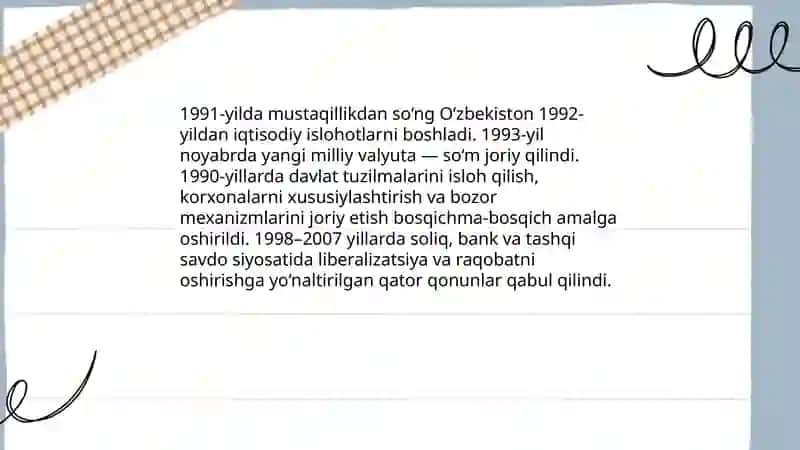 Iqtisodiy islohotlar va bozor iqtisodiyotiga o‘tish 3