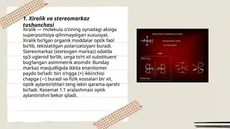 Organik birikmalarning optik izomerlari 3