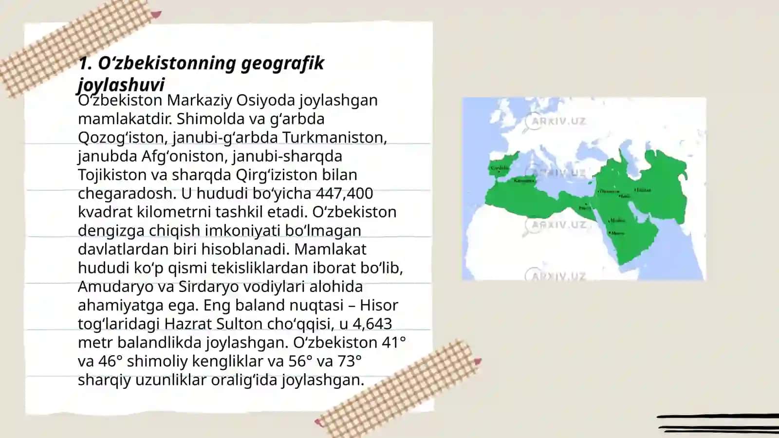 Oʻzbekistonning geografik joylashuvi 3