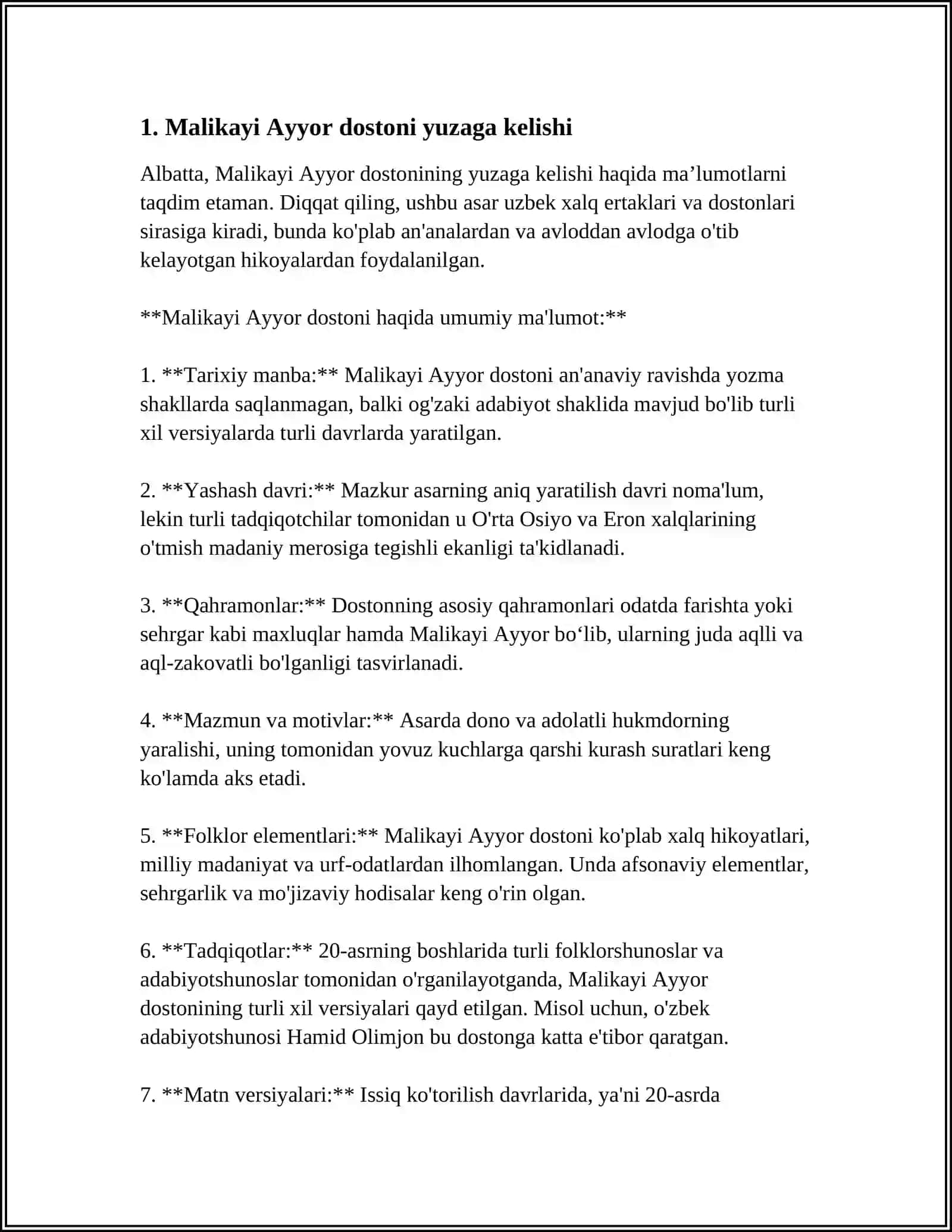 "MALIKAYI AYYOR" DOSTONI TAHLILI 3