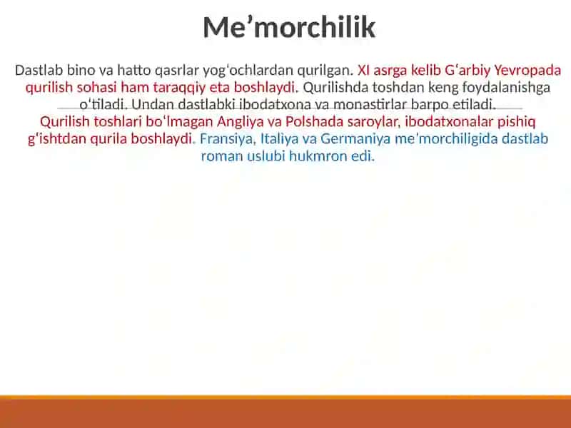 Garbiy Yevropa dao'rta asr san'ati (VARVARLAR VA FRANKLAR DAVRI SAN'ATI) 3