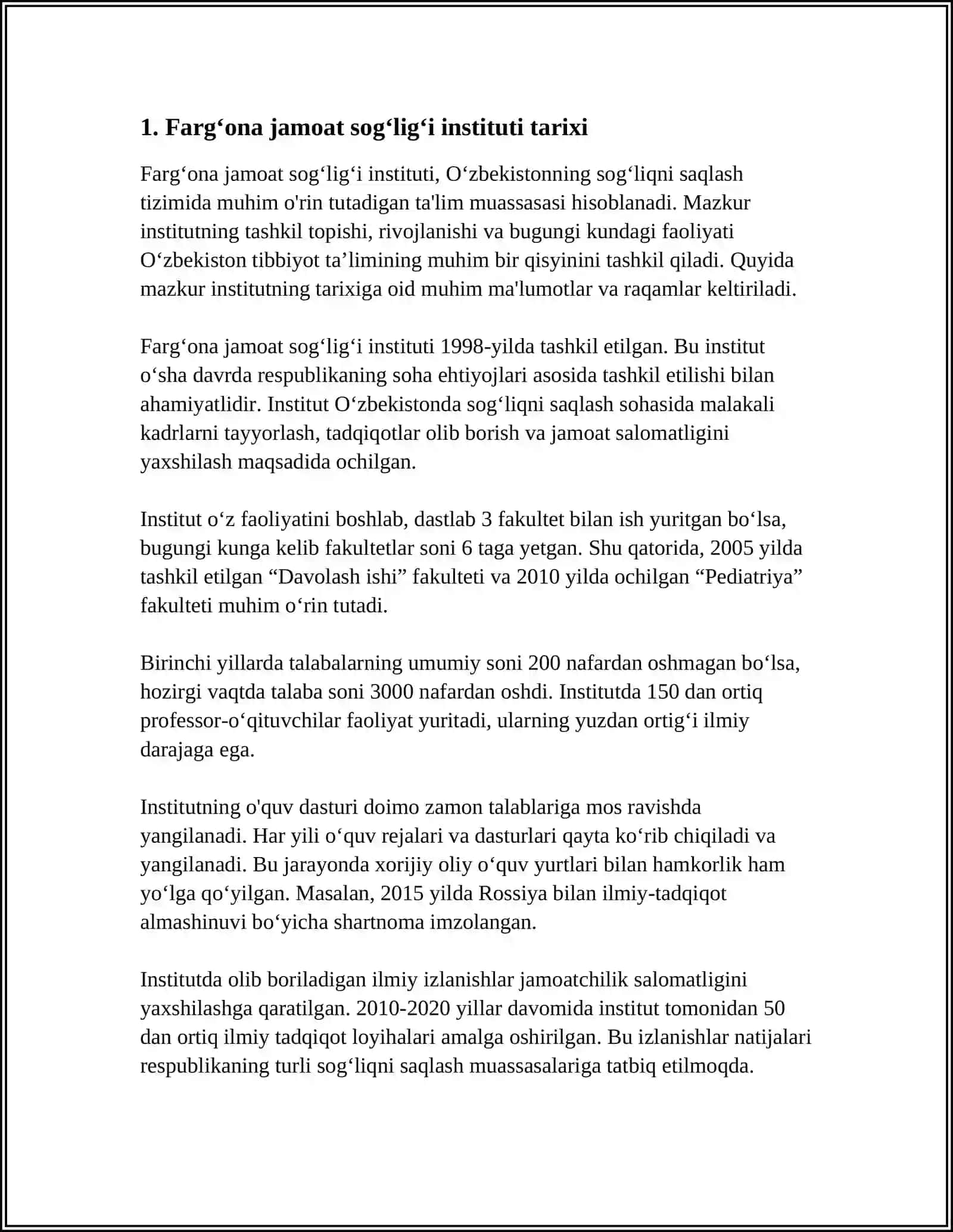FARG'ONA JAMOAT SALOMATLIGI TIBBIYOT INSTITUTI 3